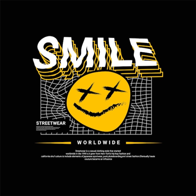 Smile writing design suitable for screen printing tshirts clothes jackets and others