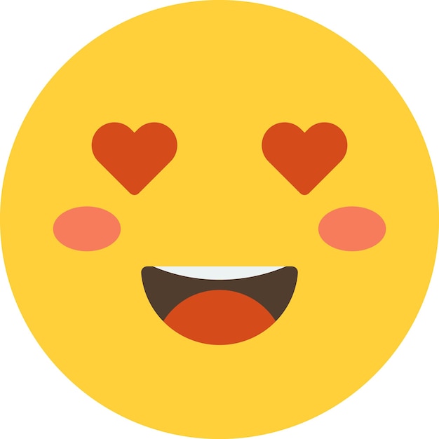 Smiley face emoji with heart illustration in minimal style