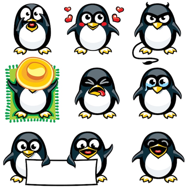 Smiley penguins individually grouped for easy copy-n-paste.