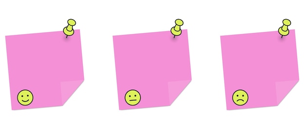 Smiley sign on pink paper note paper sticker Emotional message Vector cartoon illustration