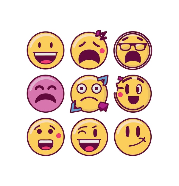 Smileys Emoji icon illustration set