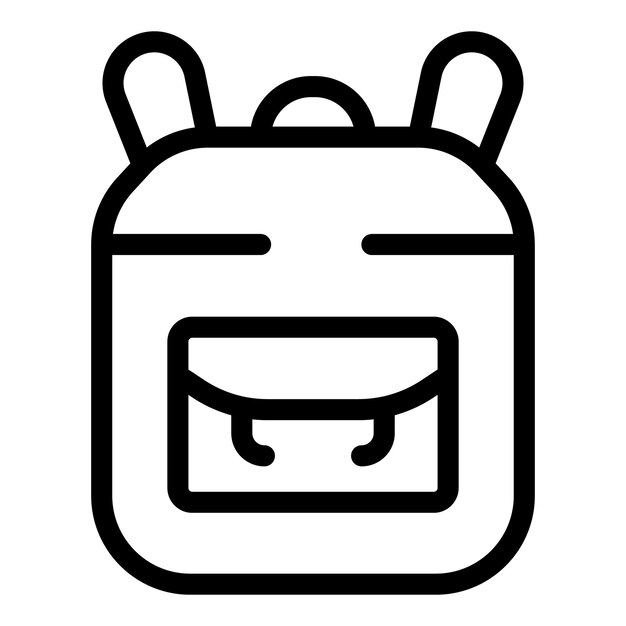 Vector smiling backpack with big teeth and round ears is ready for school