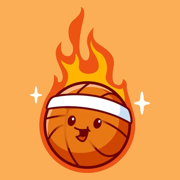 Smiling ball burning basketball illustration