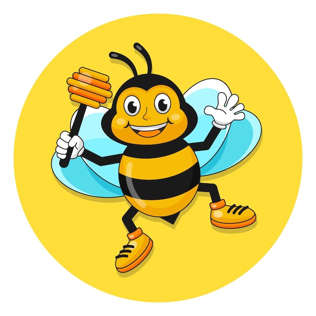 Smiling bee hand drawn vector illustration