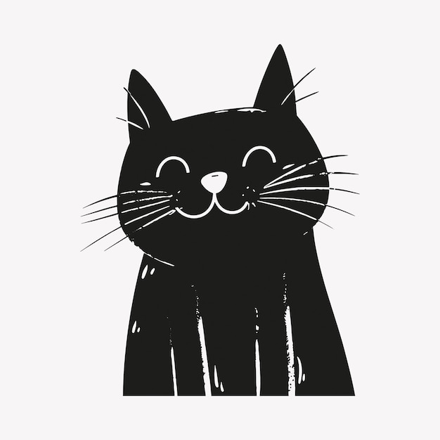 Smiling black cat illustration