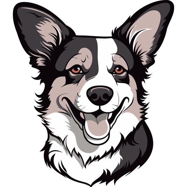 Vector smiling border collie portrait