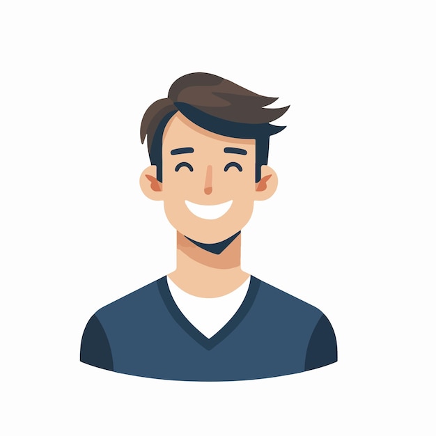 The smiling boy character is designed using a simple flat design style