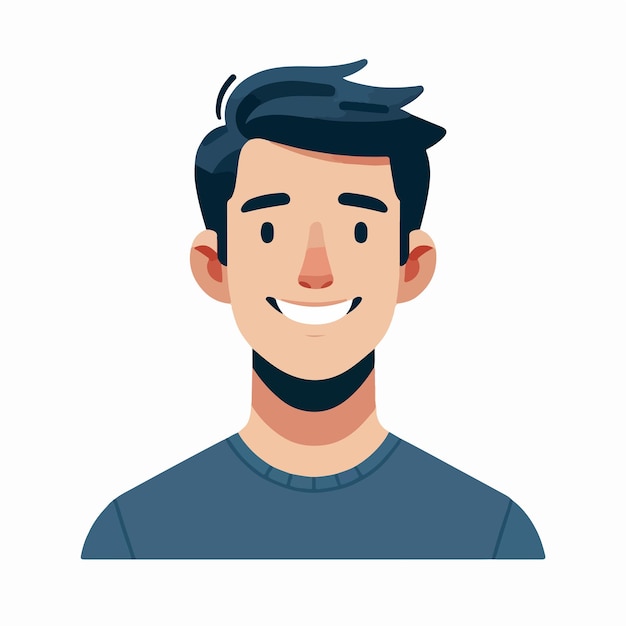 The smiling boy character is designed using a simple flat design style