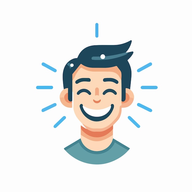 The smiling boy character is designed using a simple flat design style