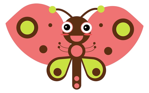 Smiling butterfly Cute cartoon character Funny moth