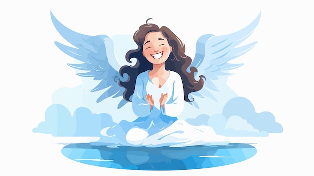 Smiling Cartoon Angel Woman