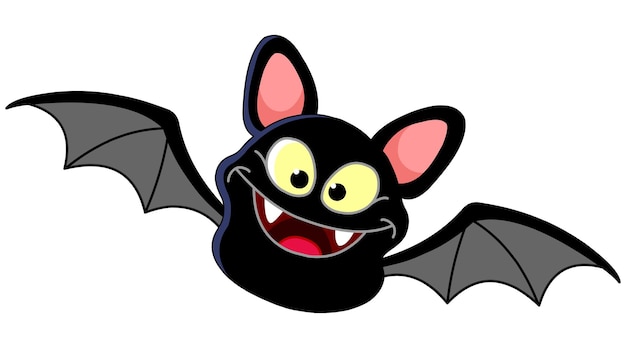 Vector smiling cartoon bat flying