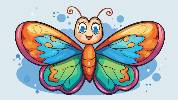 Smiling Cartoon Coach Butterfly 2D Flat Design