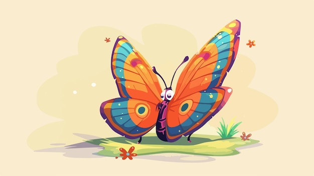 Vector smiling cartoon coach butterfly 2d flat design