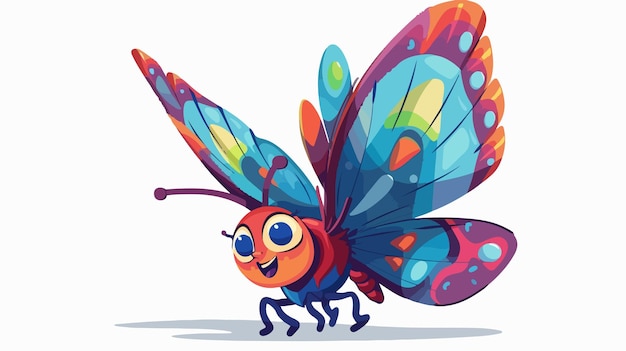 Smiling Cartoon Coach Butterfly 2D Flat Design