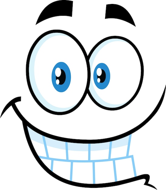 Smiling Cartoon Funny Face With Smiley Expression Vector Illustration