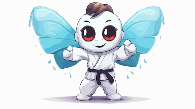 Smiling Cartoon Karate Butterfly Illustration for Creative Design Projects