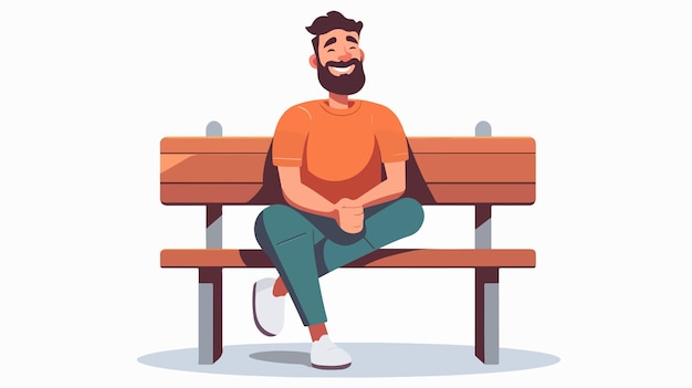 Vector smiling cartoon man sitting in a flat color style happy and cheerful illustration