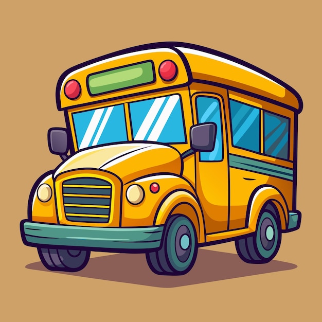 Smiling Cartoon School Bus Driving Cartoon Vector Illustration