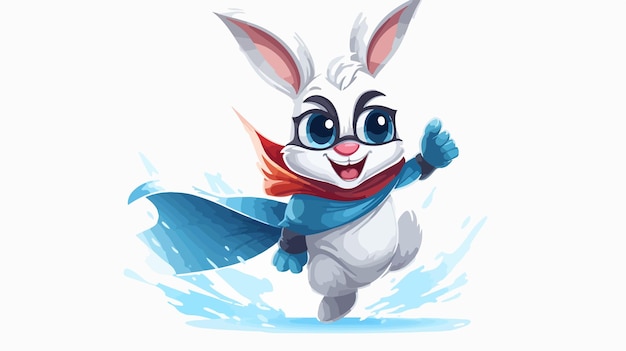 Smiling Cartoon Superhero Bunny 2D Flat Cartoon