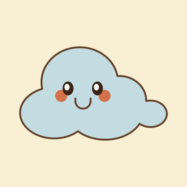 Smiling Cloud Flat Design Clipart