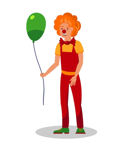 Smiling Clown Holding Balloon Vector Illustration