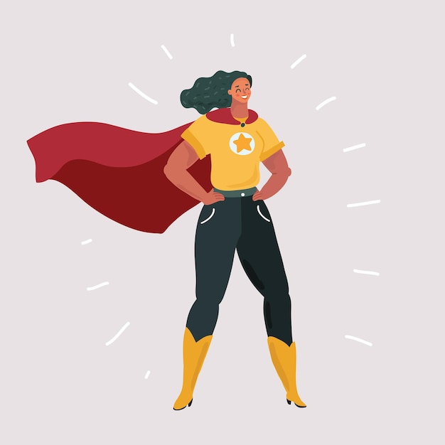 Vector smiling confident woman in superhero costume