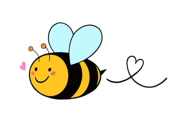 Smiling Cute Bee Cartoon Character Vector Illustration Design