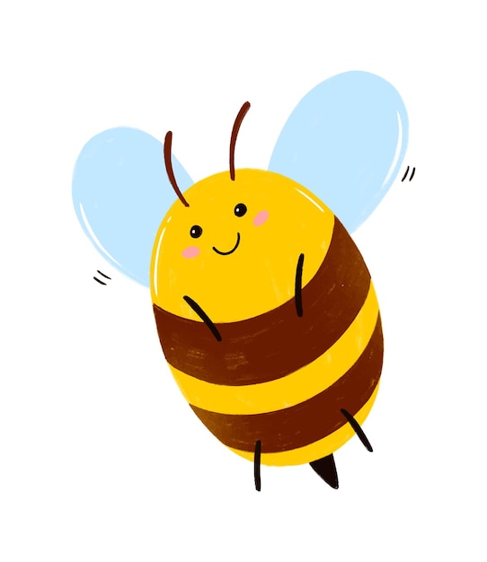 Smiling Cute Bee Cartoon Character Vector Illustration Design