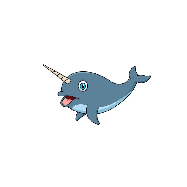 Smiling cute narwhal cartoon vector