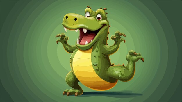 Vector smiling and dancing fat alligator a funny and cute image