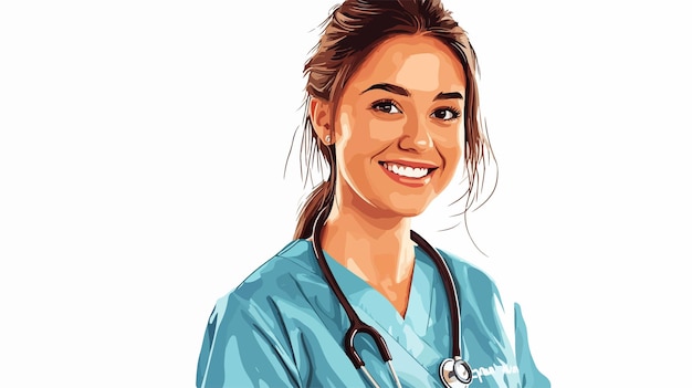 Vector smiling female healthcare worker portrait