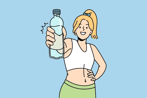 Smiling fit woman recommend water drinking