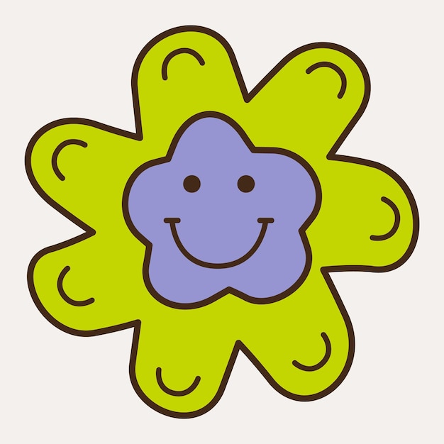 Smiling flower abstract personage mascot design funny face cute iconx9