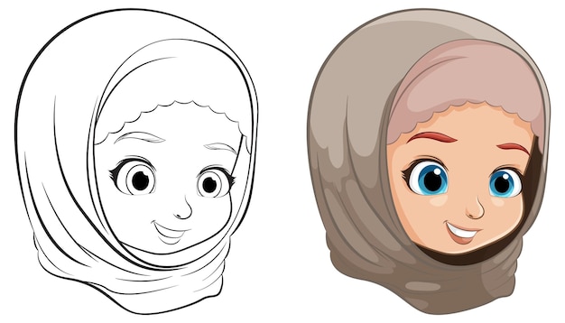 Smiling Girl in Hijab Vector Illustration