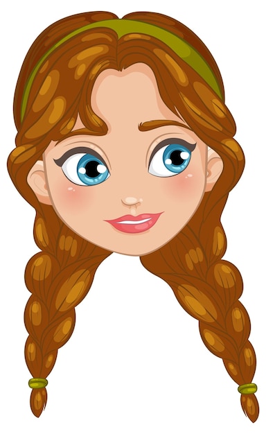 Vector smiling girl with braided hair