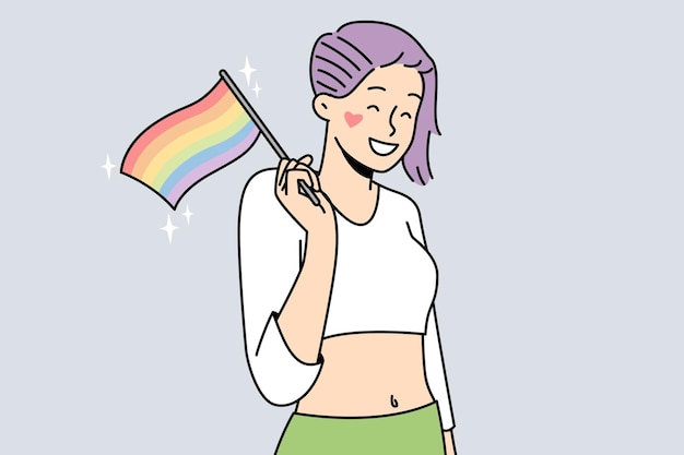 Smiling girl with LGBT flag