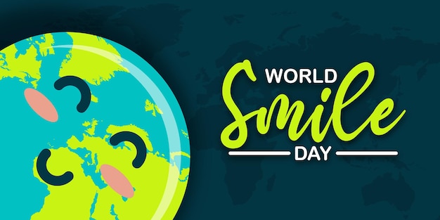 A smiling globe with a word world smile day