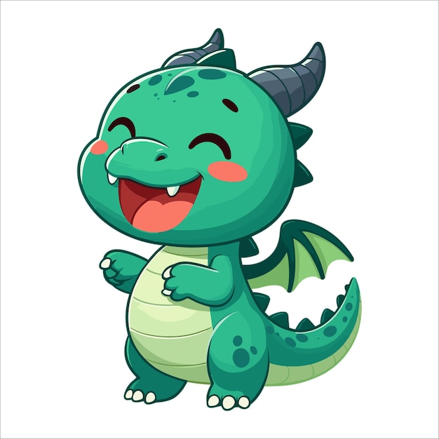 smiling happily dragon cartoon character vector illustration on white background