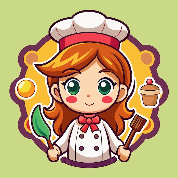 Smiling and happy face chef girl vector