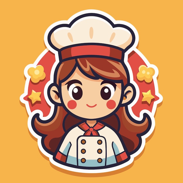 Smiling and happy face chef girl vector