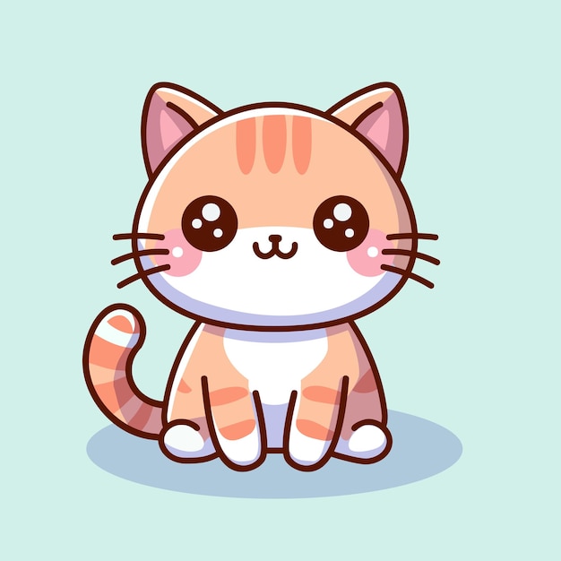 Smiling Kawaii Cat Illustration