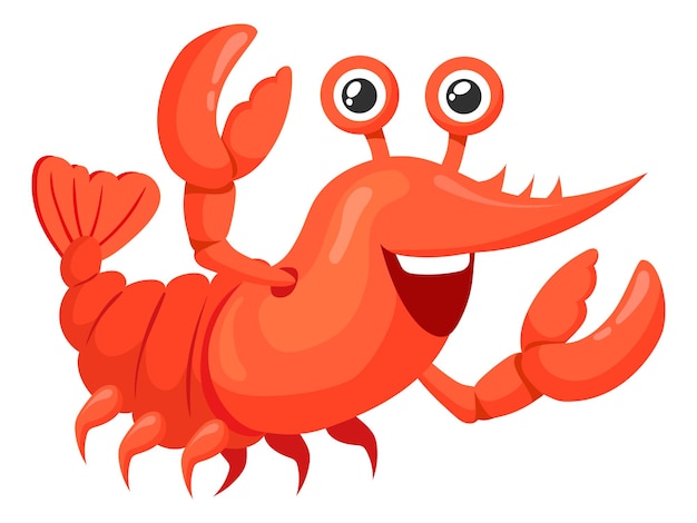 Smiling lobster Cartoon animal Funny sea food