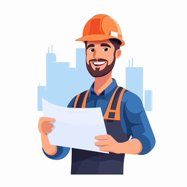 Vector smiling male construction engineer vector flat illustration