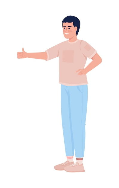 Smiling man semi flat color vector character