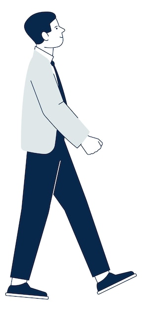 Smiling man walking Happy cheerful businessman character