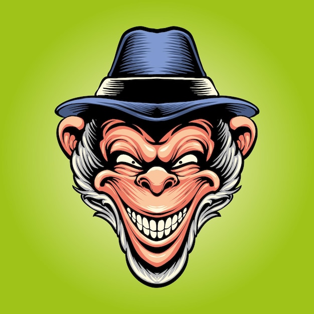 The smiling monkey head illustration