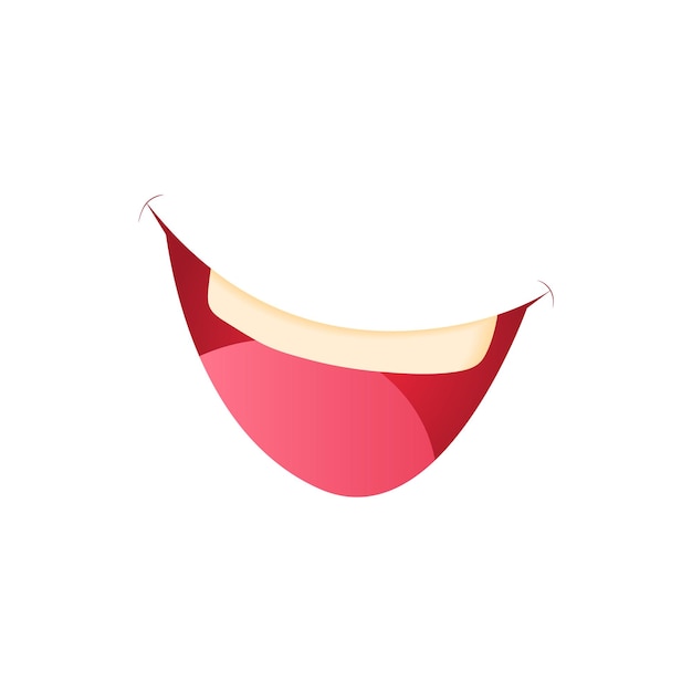 Smiling mouth icon in cartoon style on a white background