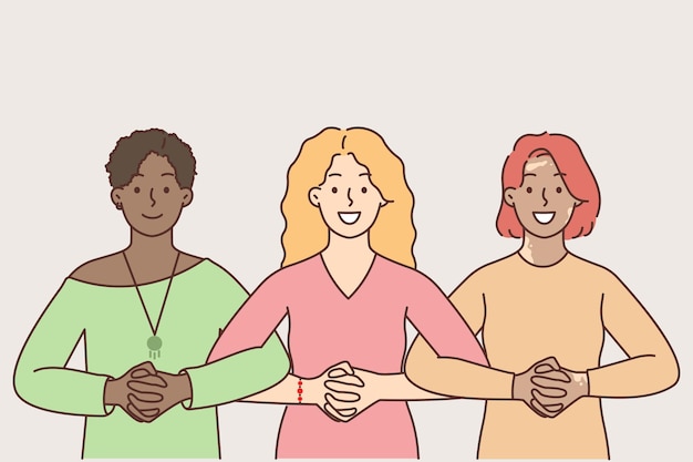 Smiling multiracial women show unity