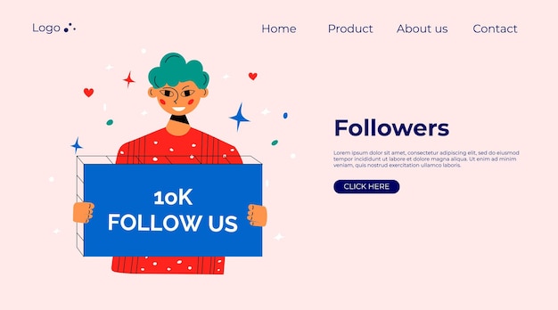 Smiling people celebrate large number of followers on social media Blogging concept influencer marketing network promotion SMM banner landing page